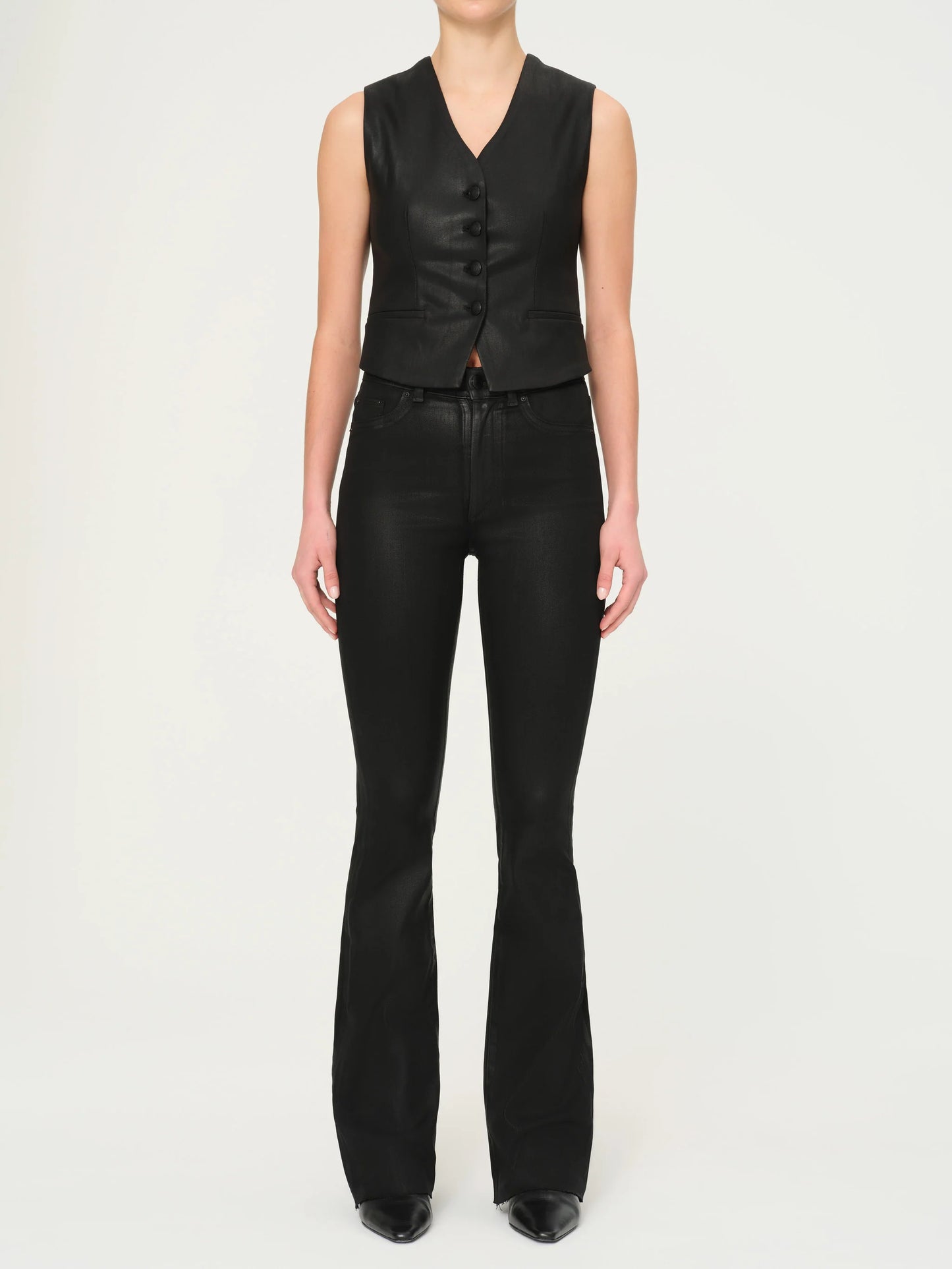 Black Coated Tailored Vest