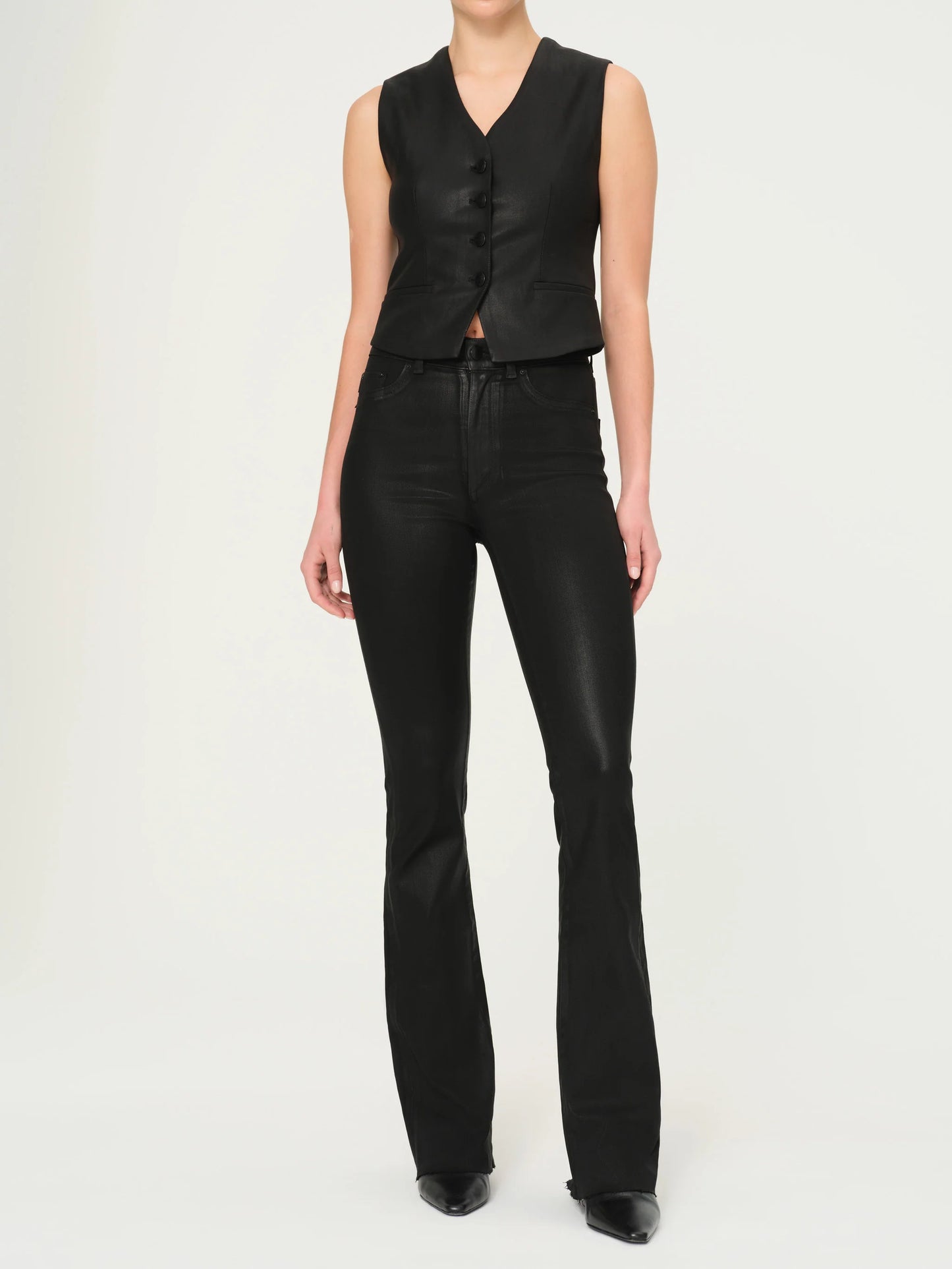 Black Coated Tailored Vest