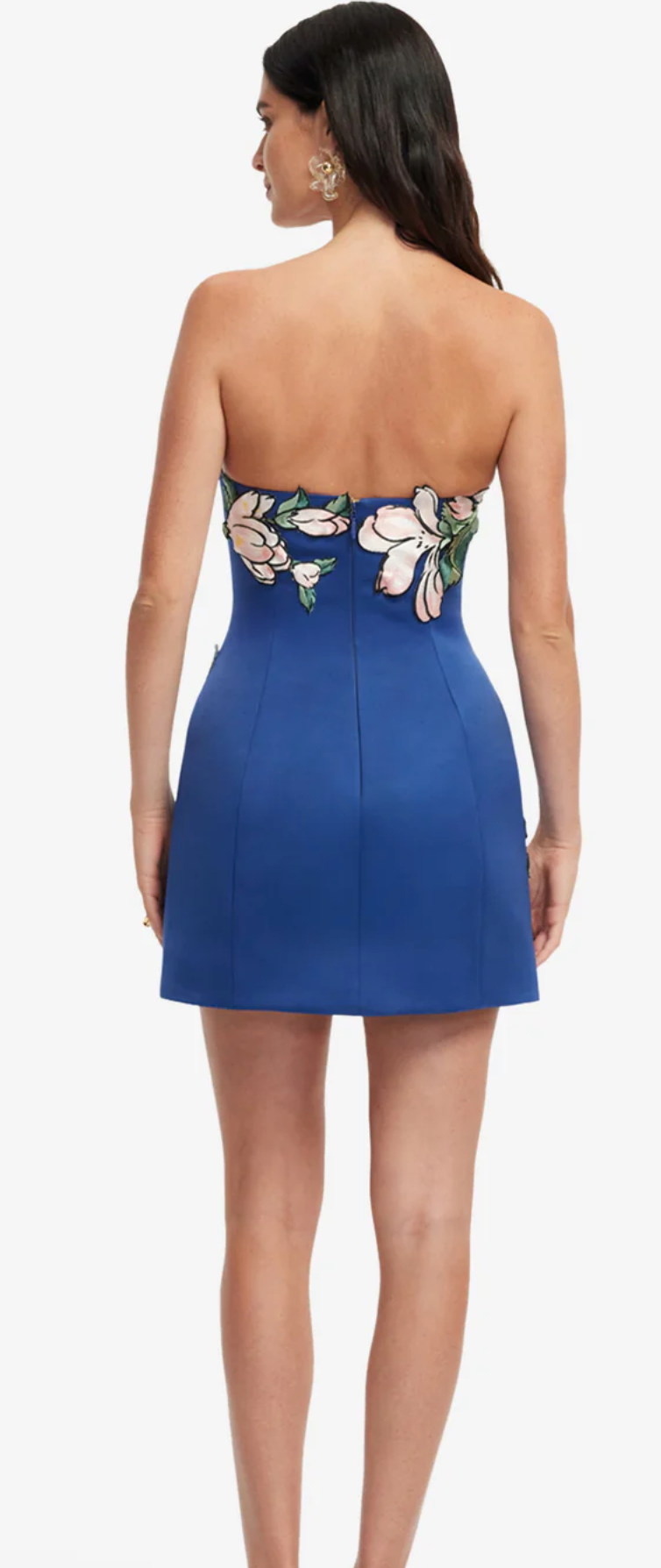 Zaria Applique Floral Bustier Mini Dress- Midnight Blue