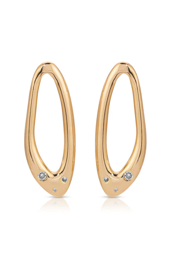 Molten Crystal Dotted Oval Earrings