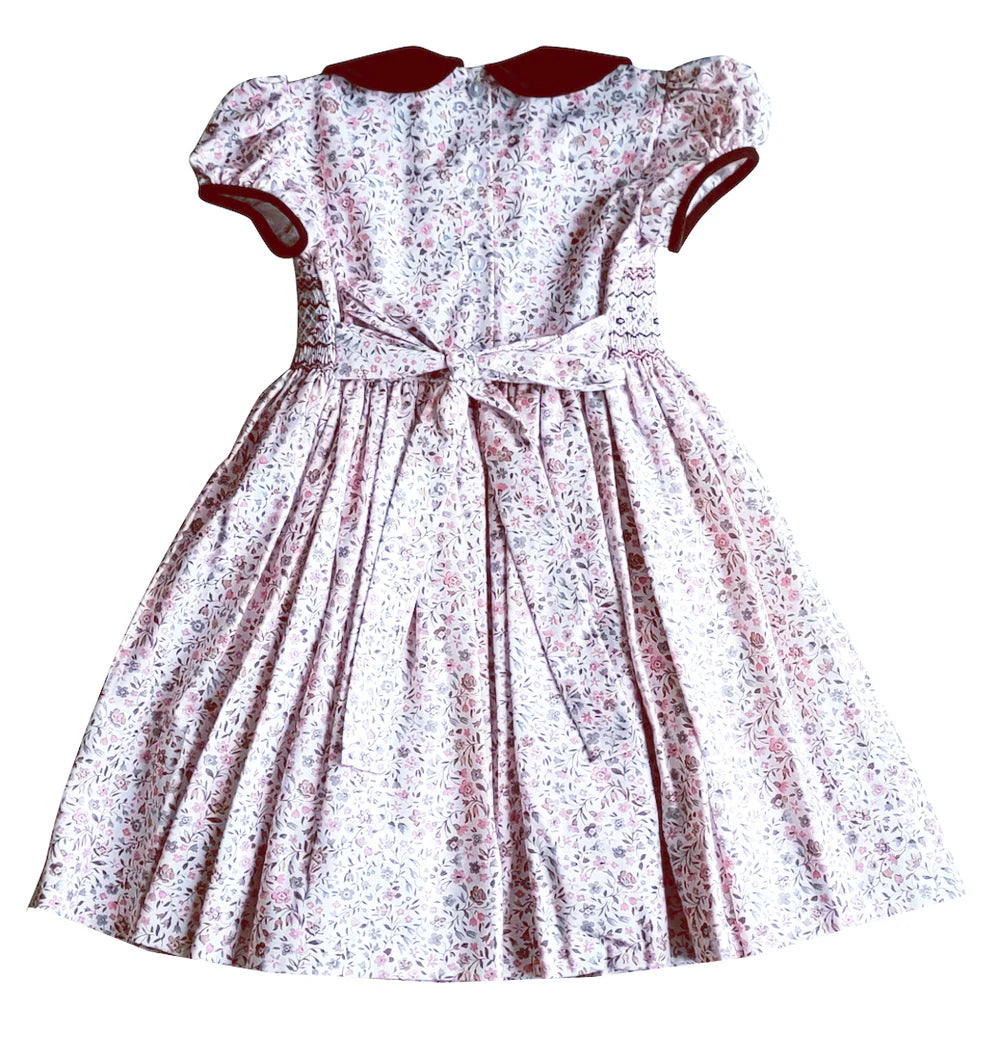 Cary Collection Fall floral collared girl hand smocked dress