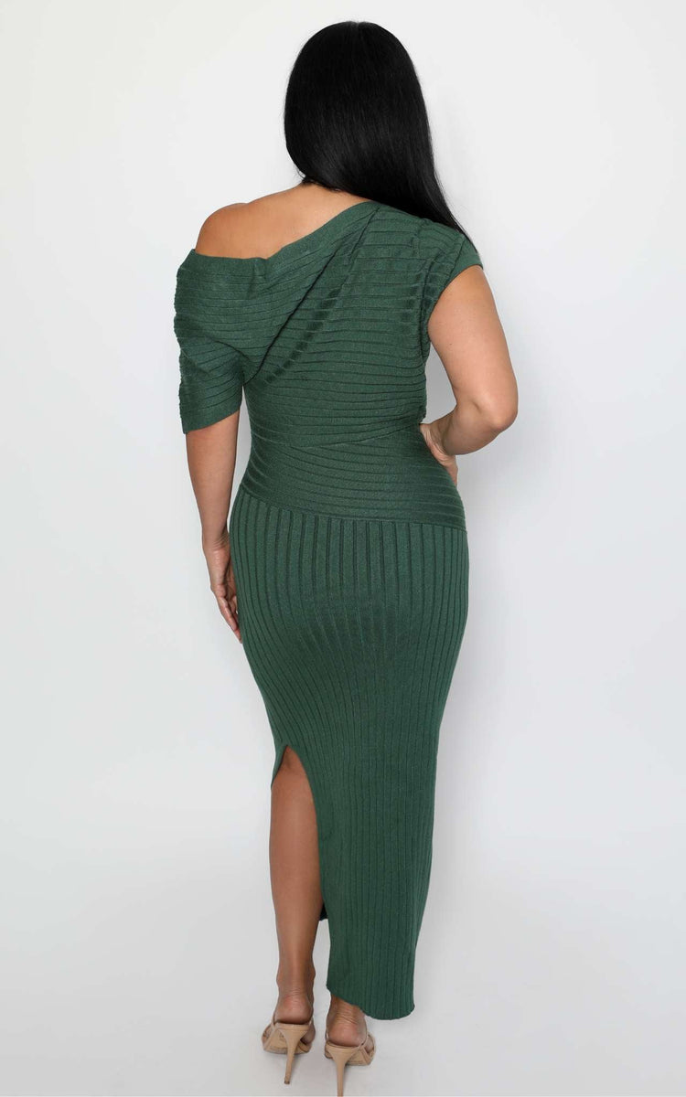 Hunter Green Ribbed Dress Small
