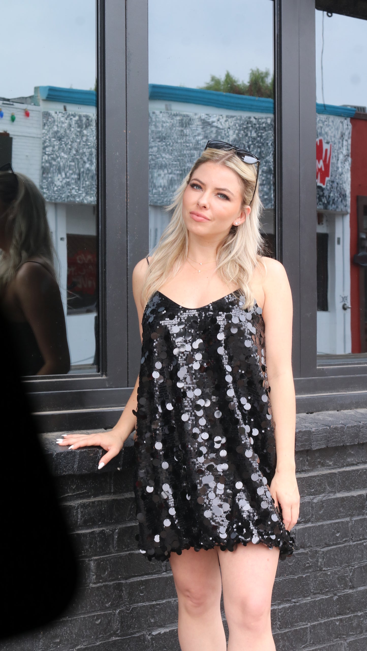 Black Sequin Mini Dress