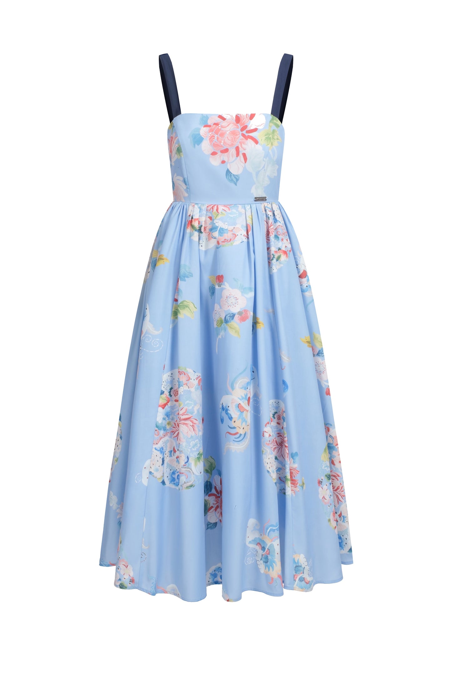 Lace-up Floral Print Midi Dress