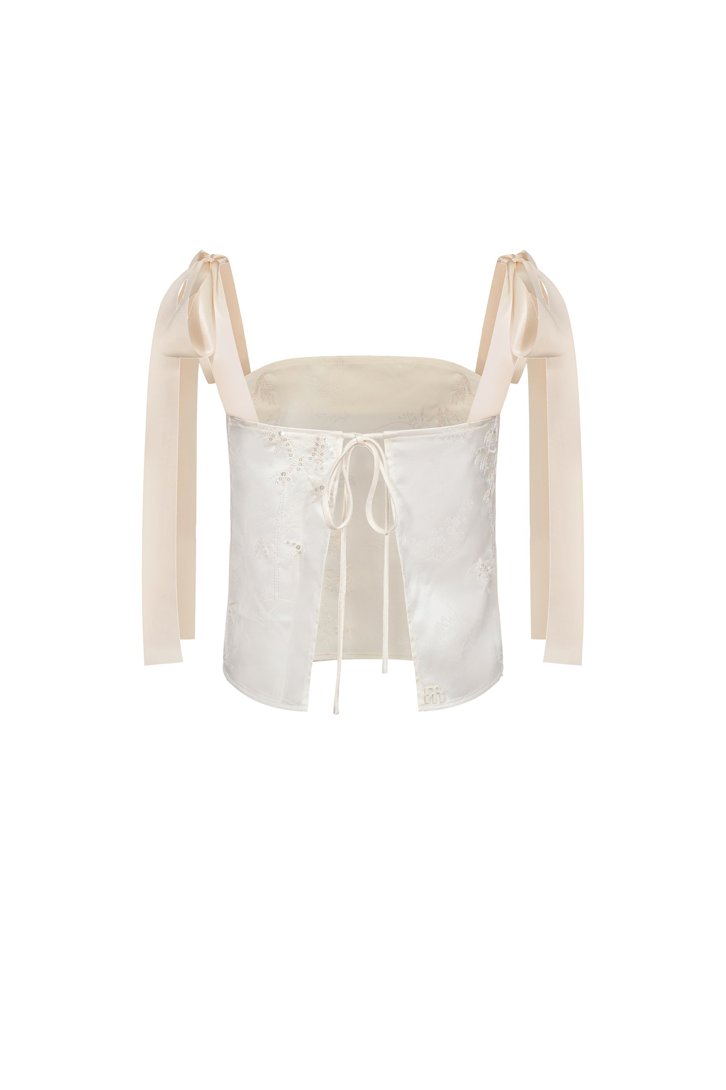 Embroidered Open Back Tie Top