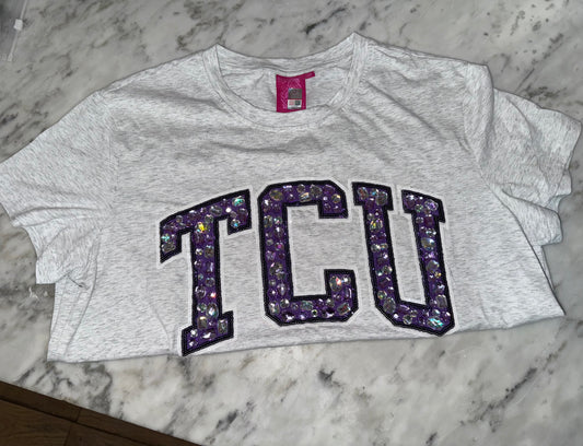 Licensed TCU Jeweled Letter Tee
