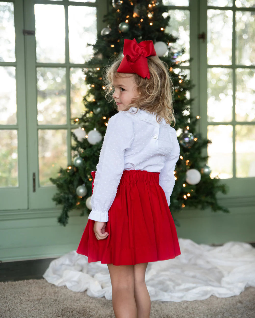 Red Bow Christmas Girls Skirt