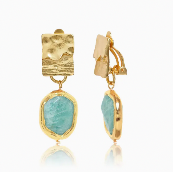 Amazonite Clip-On Earrings