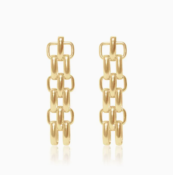 Linear Drop Triple Chain 24-kt Gold - Plated Earrings