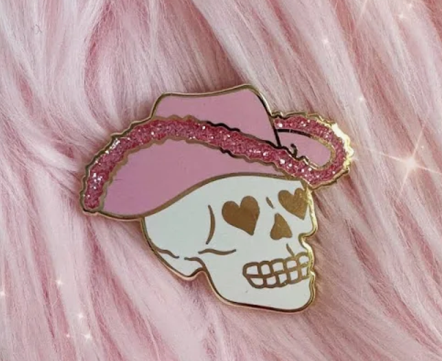 Cowgirl Skull Enamel Pin