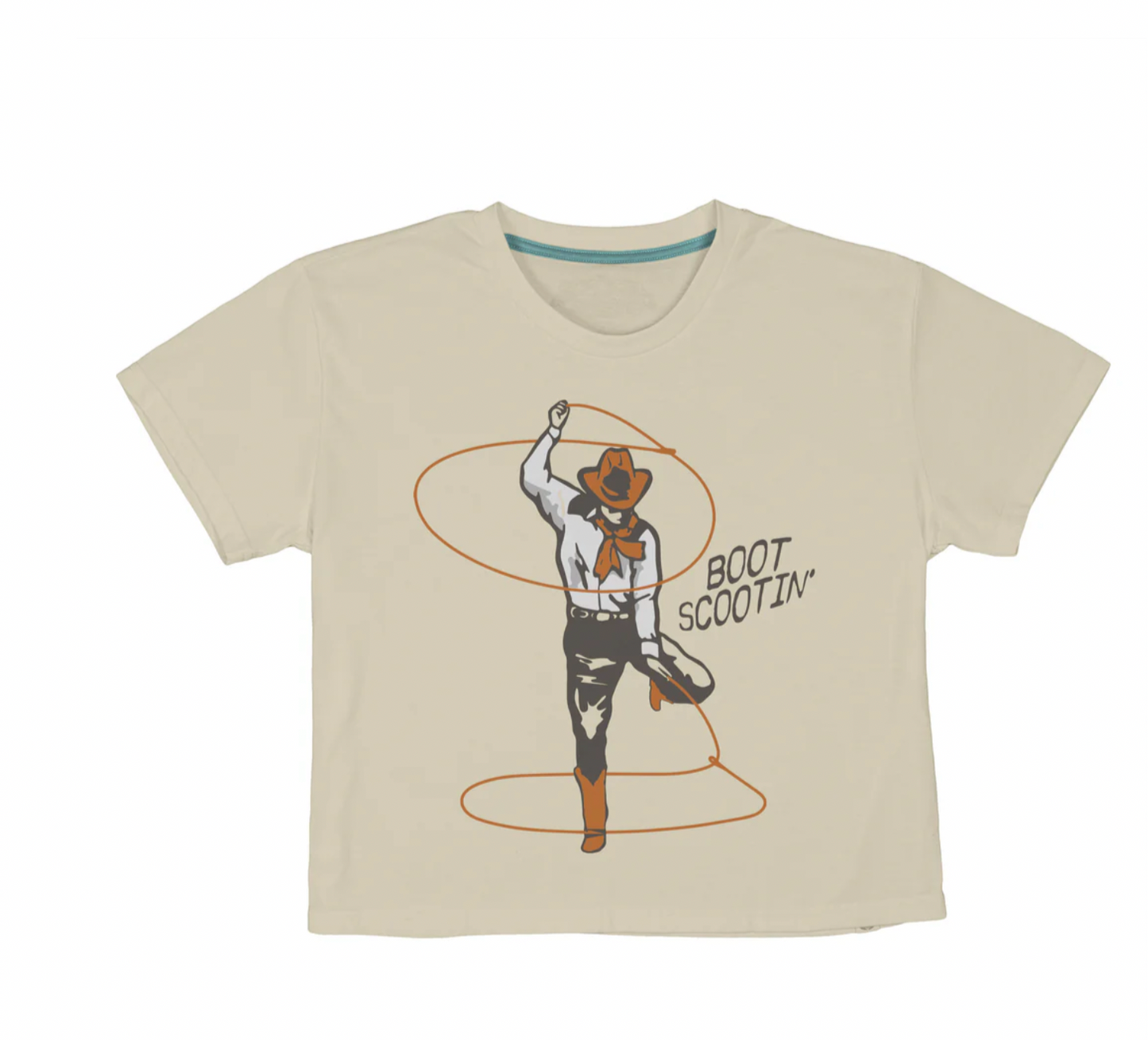 BOOT SCOOTIN WOMENS CROP TEE VINTAGE WHITE