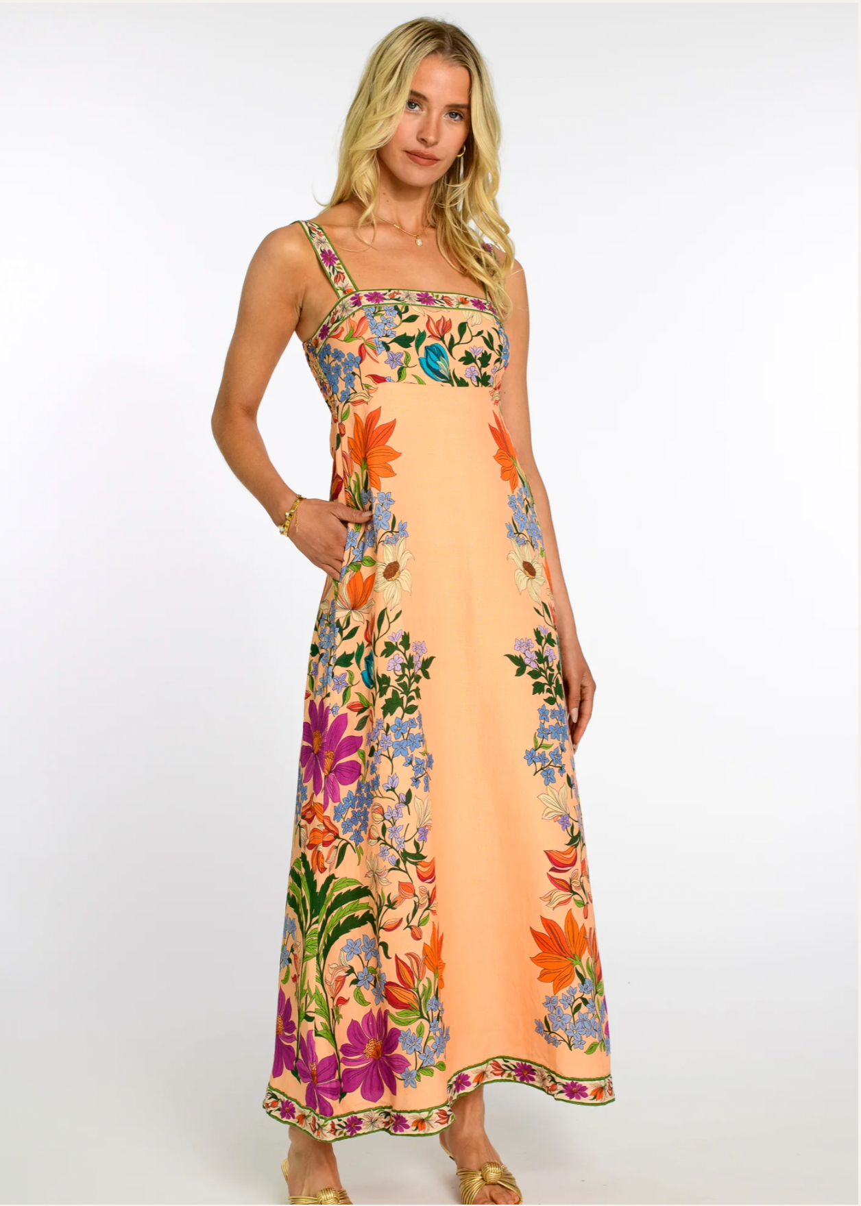 Annalisa Dress in Tapestry Peach