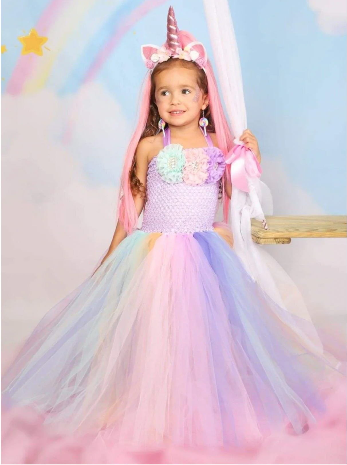 Girls Unicorn Princess Tutu Costume Dress Girls Unicorn Princess Tutu Costume Dress