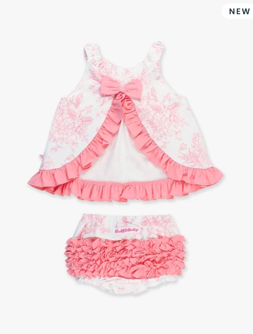 Bubblegum Pink Butterfly Garden Toile Knit Swing Top and Bloomer Set