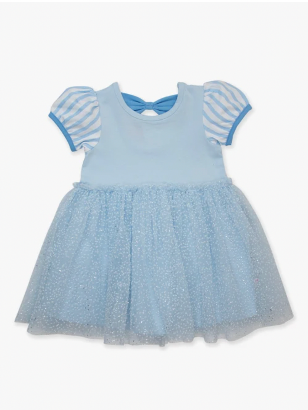 Crystal Blue Princess Short Sleeve Princess Bow Twirl Dress