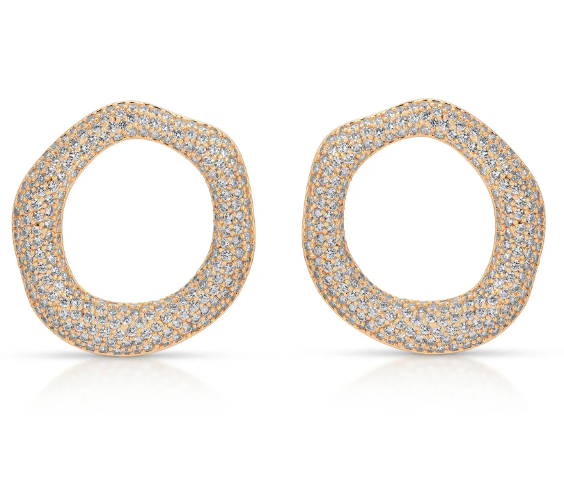 Open Circle Pavè Earrings