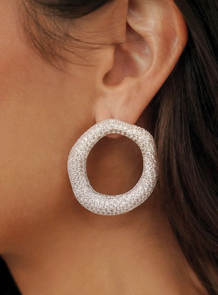 Open Circle Pavè Earrings