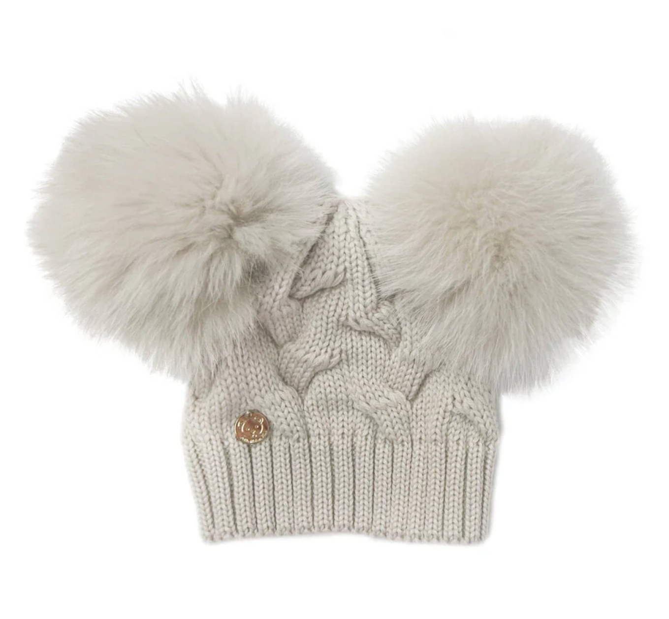 Sandstone Merino Wool Kids Double Pom Hat