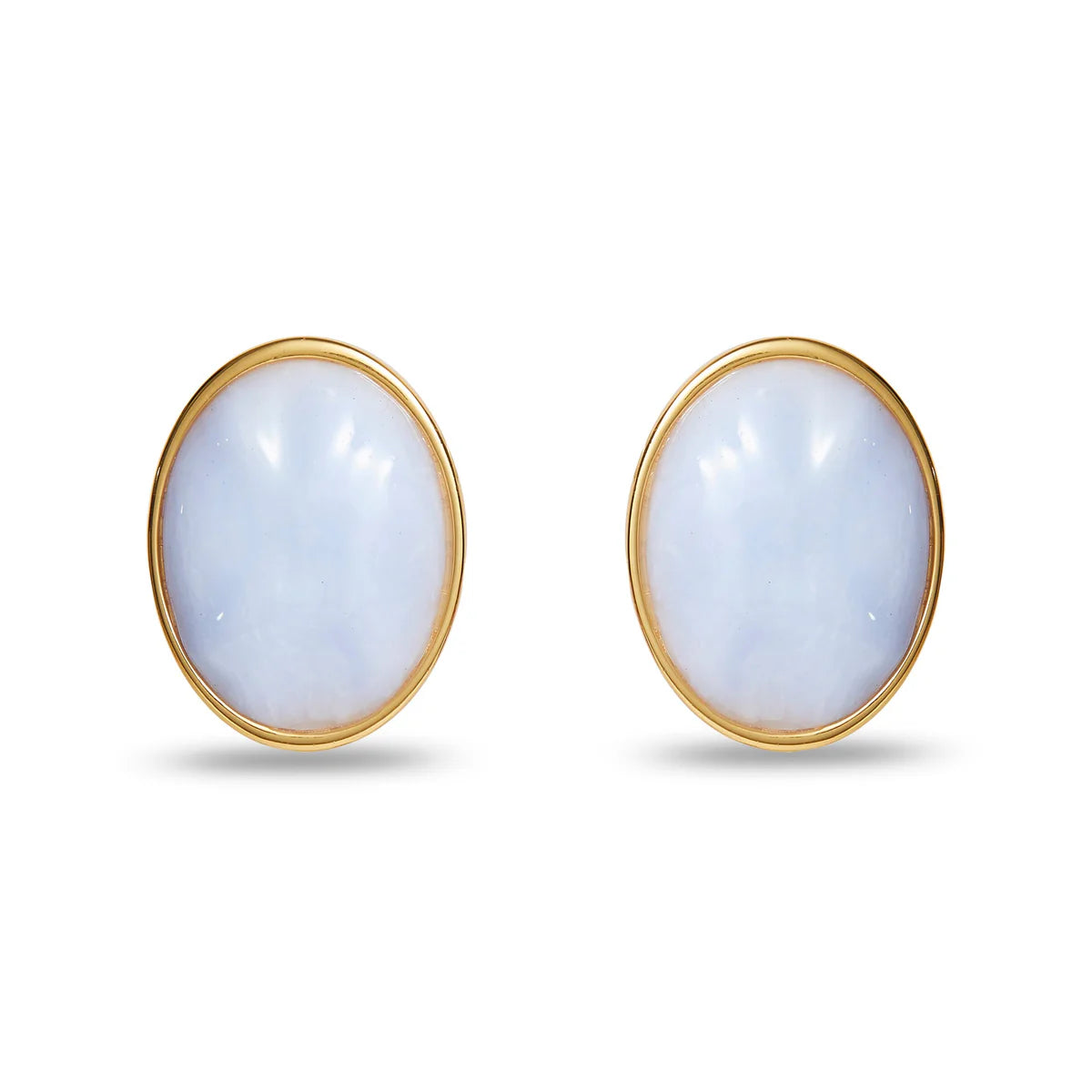 BLUE LACE AGATE REFLECTION BUTTON EARRINGS