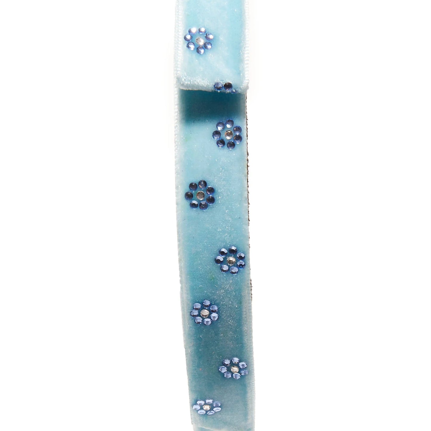 LAKE BLUE EMBELLISHED BARDOT SLIM RIBBON HEADBAND