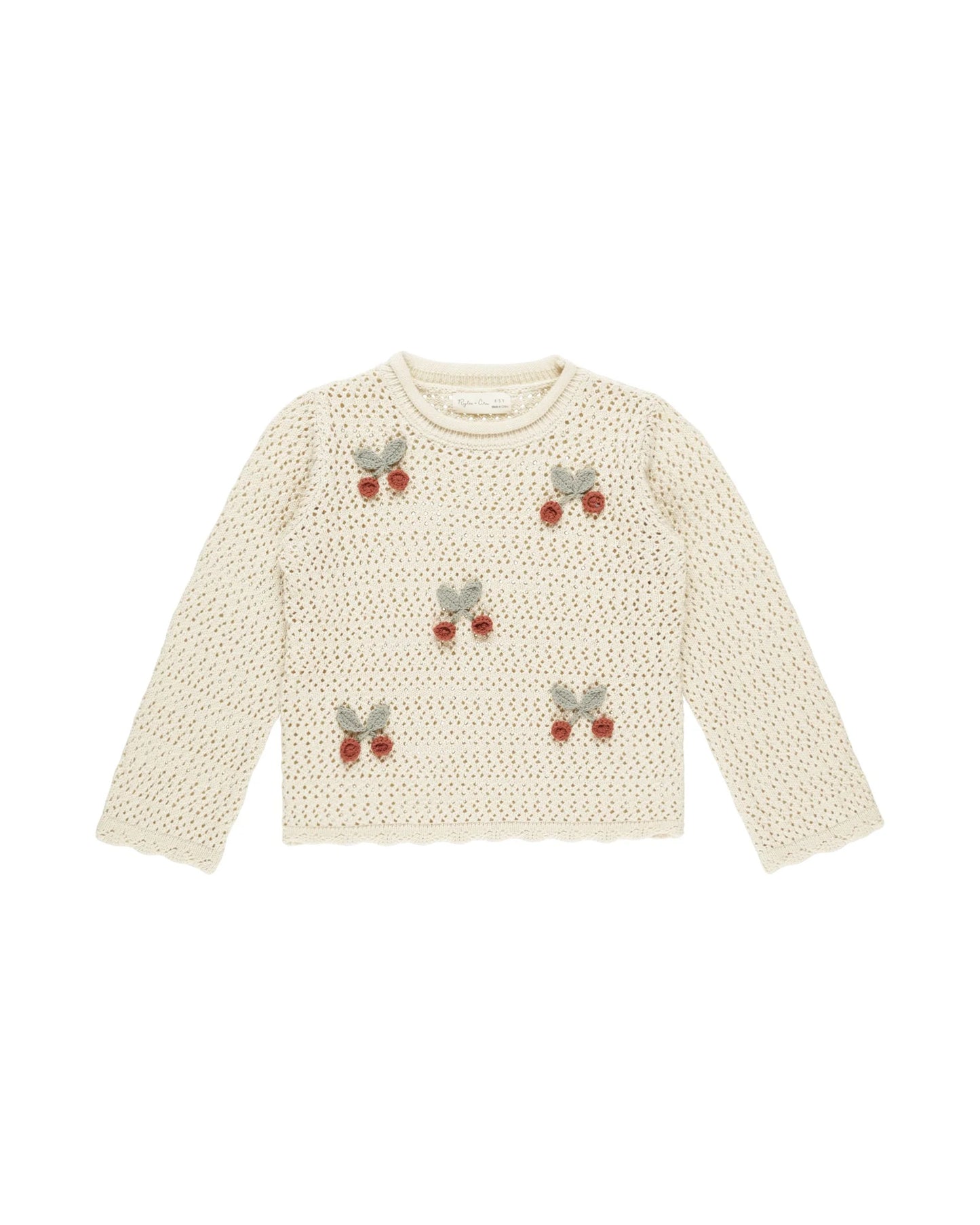 Cherry Crochet Knit Pullover