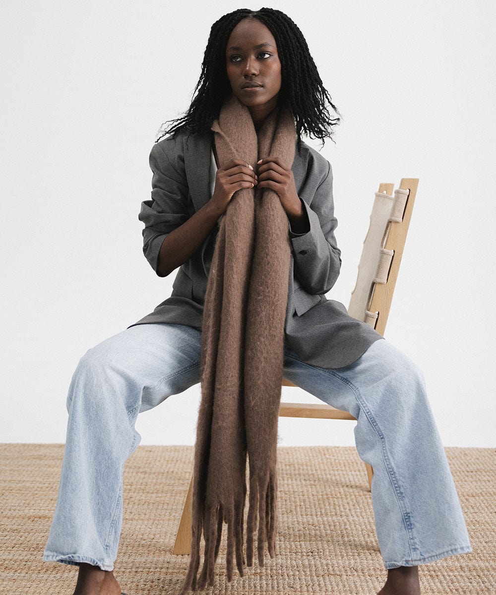 Mik Oversized Scarf- Brown