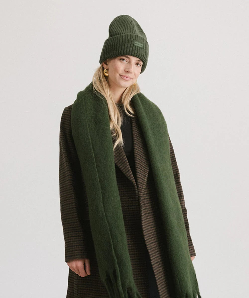 Mik Oversized Scarf-Dark Green