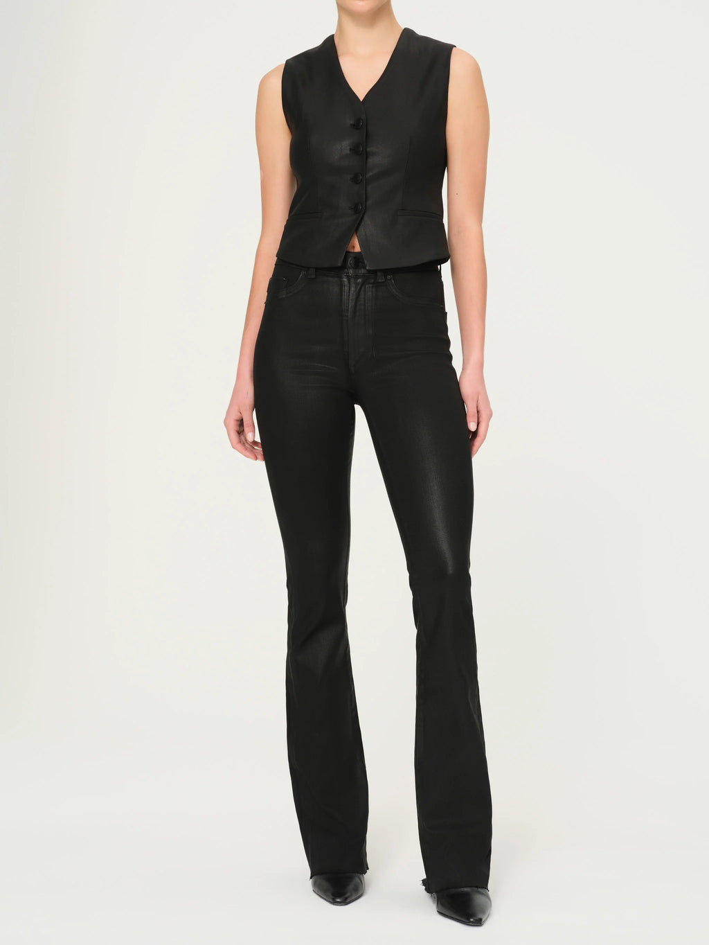 Black Coated Tailored Vest