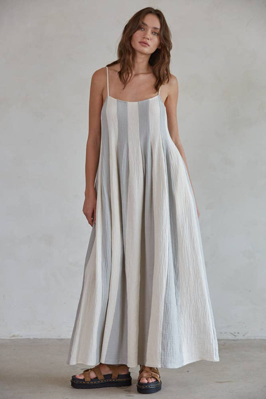Cotton Striped Cami Midi Dress