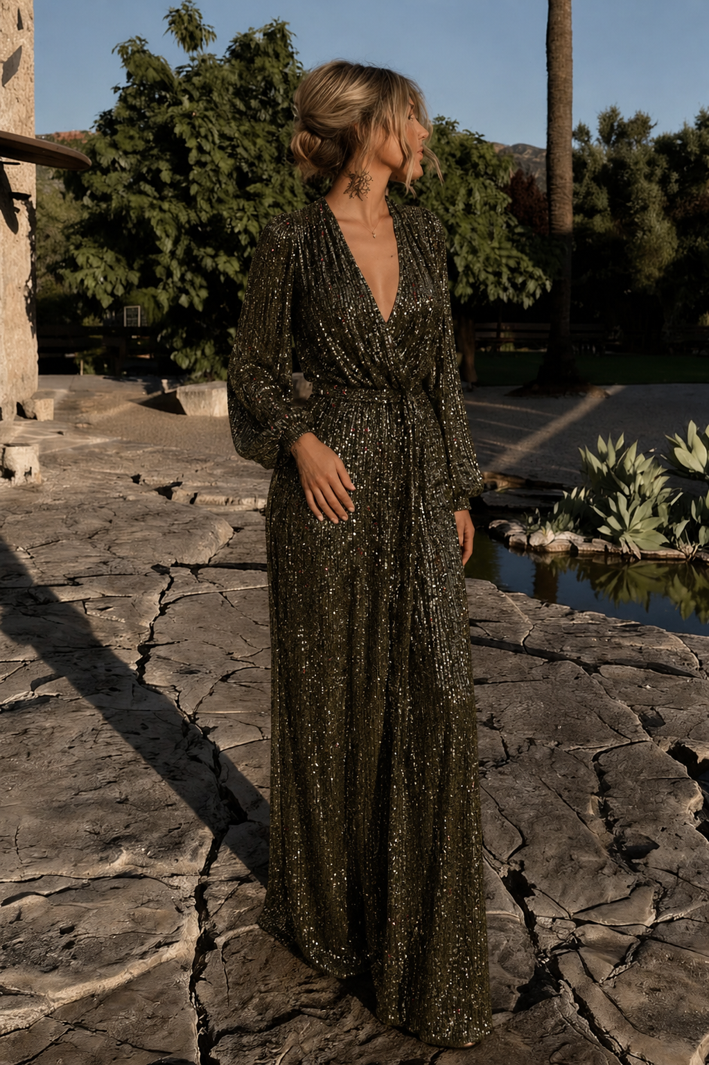 Sequin Wrap Tie Jumper