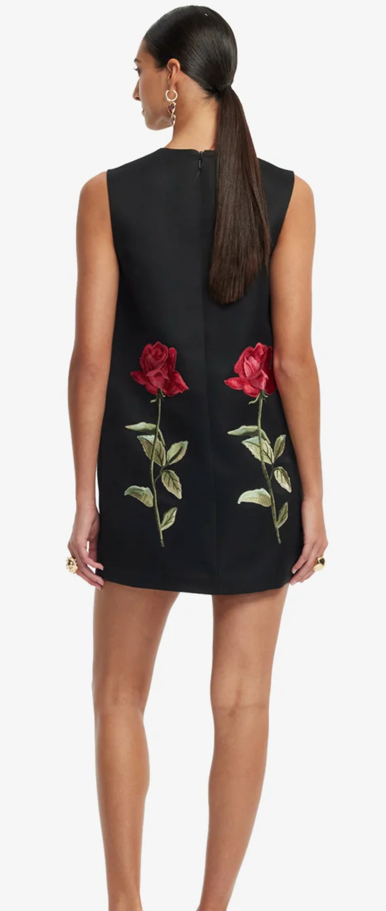 Yvonne Embroidered Mini Dress- Ebony