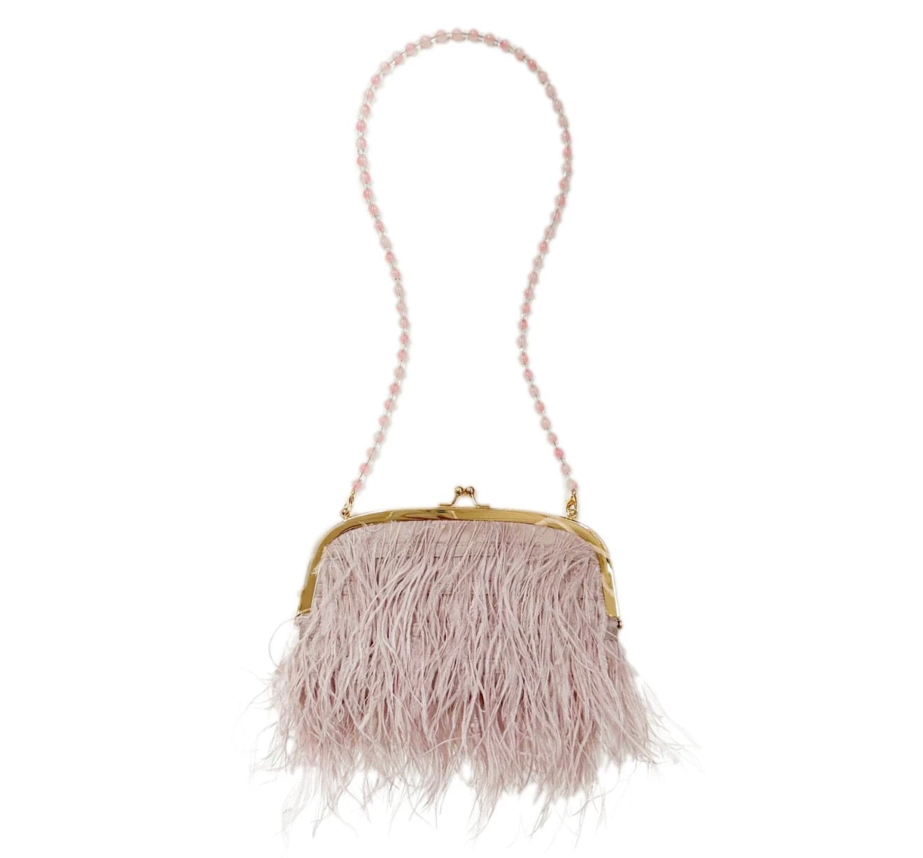 Dusty Pink Feather handbag