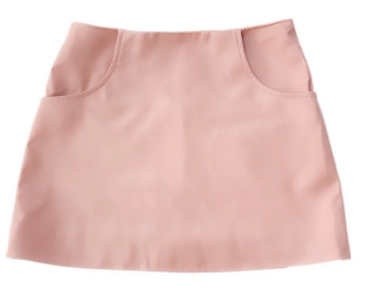 Pink Vegan Leather Skirt