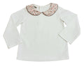 Cary Collection - Fall Floral collar White girl's pima top
