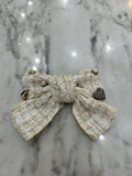 Tweed White Bow