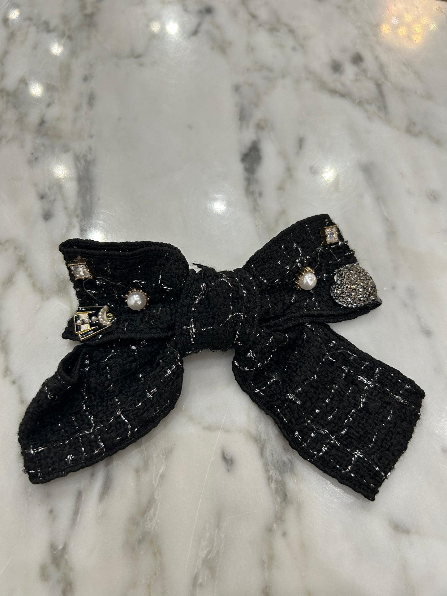 Tweed Black Bow