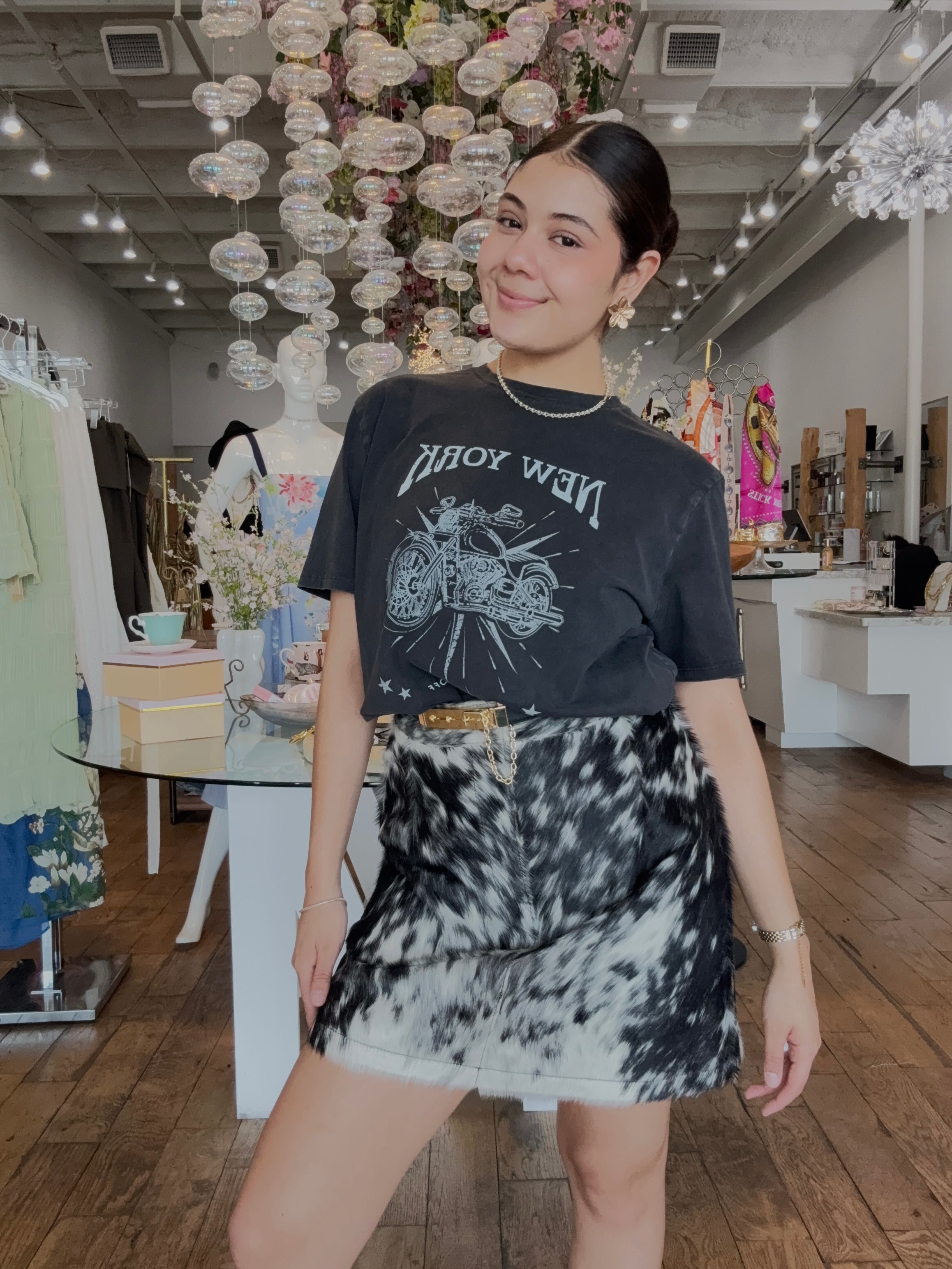 Black Cowhide Skirt