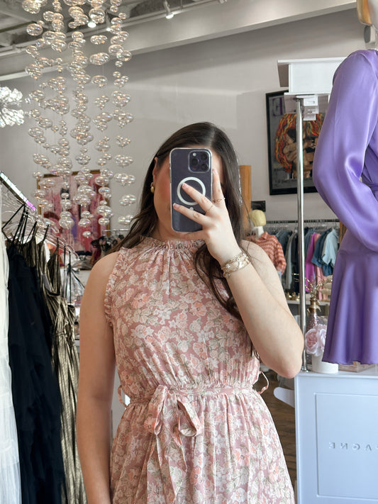 French Pink Floral Dress