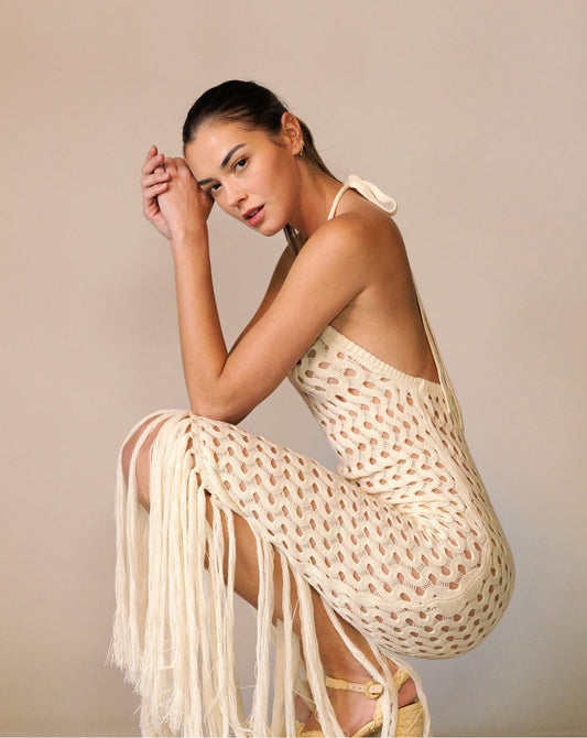 Halter Crochet Cover Up Dress