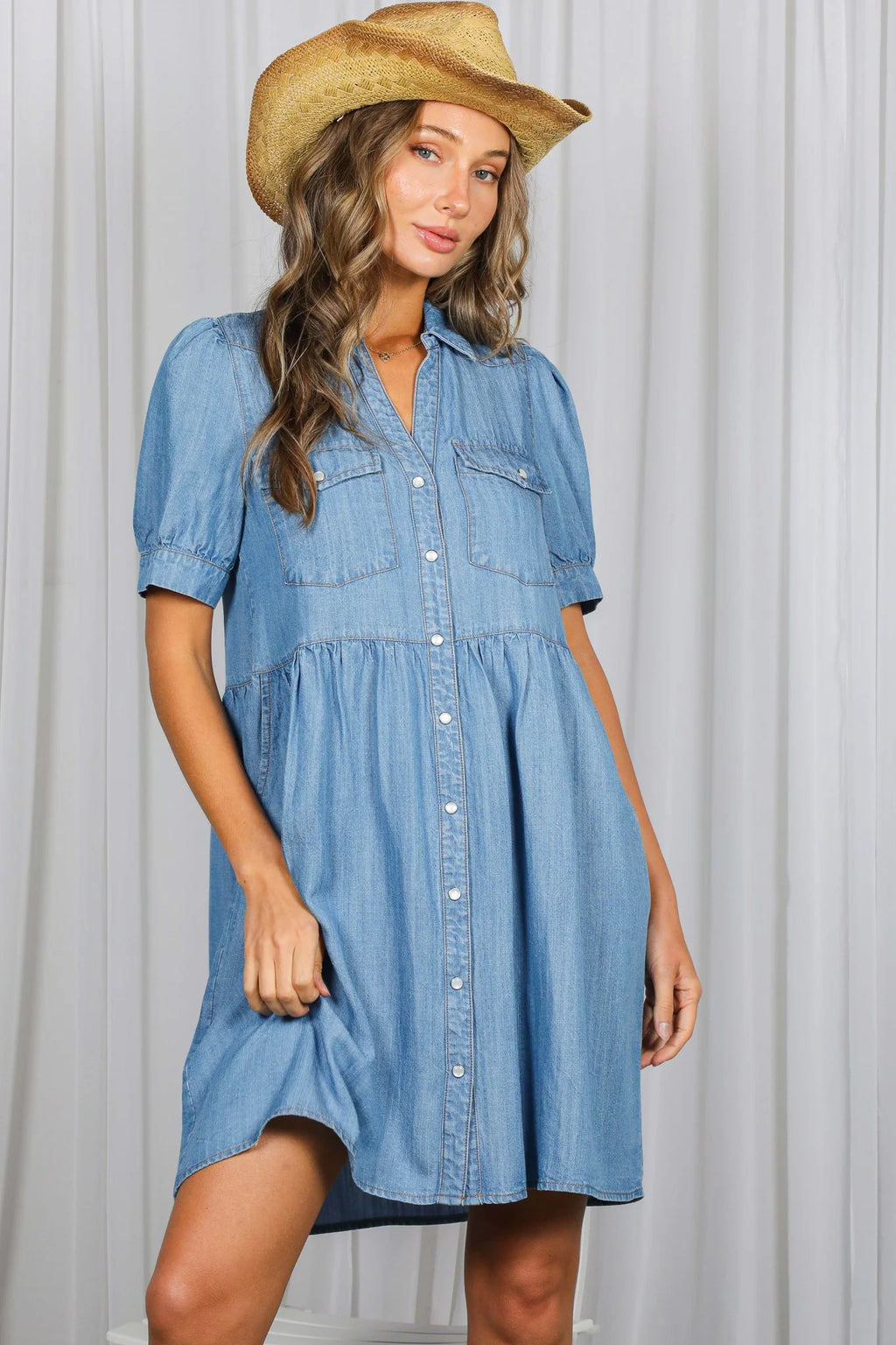 Chambray Denim Mini Dress