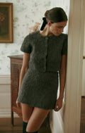 Fluffy Crop Cardigan and Mini Skirt Set