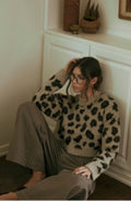 Leopard Knit Pull Over Sweater Top
