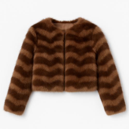 Mocha & Brown striped faux fur