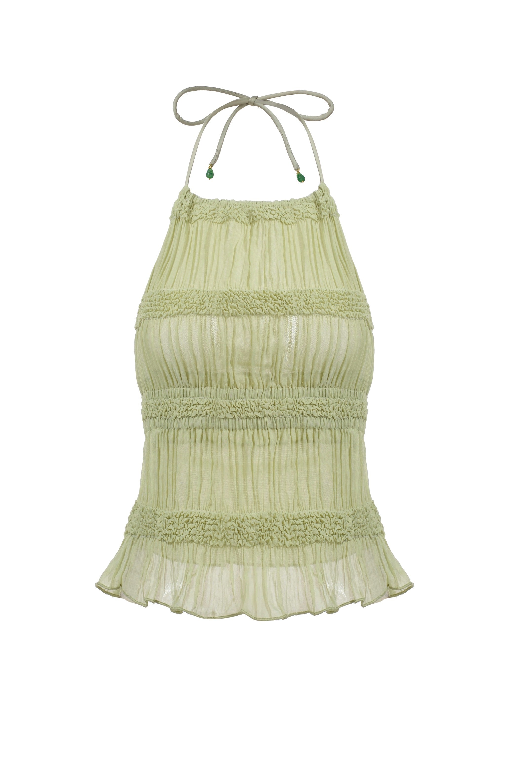 Ruffled Smocked Halter Top