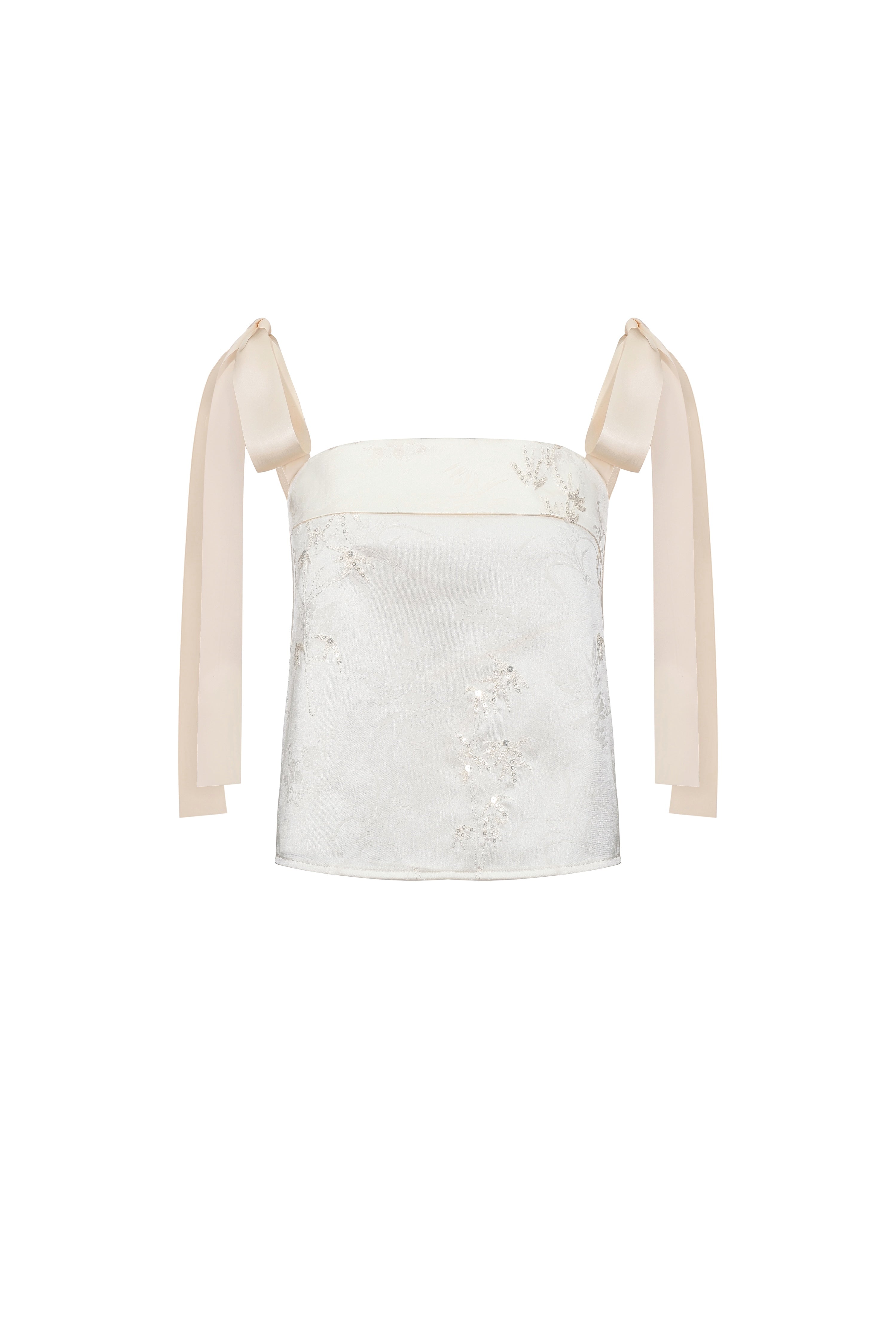 Embroidered Open Back Tie Top
