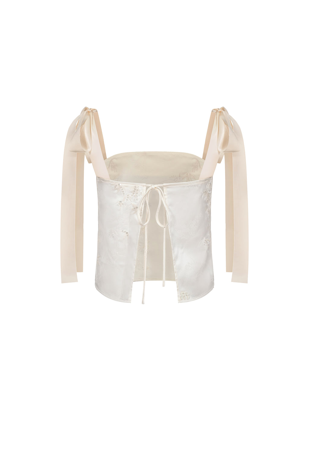 Embroidered Open Back Tie Top
