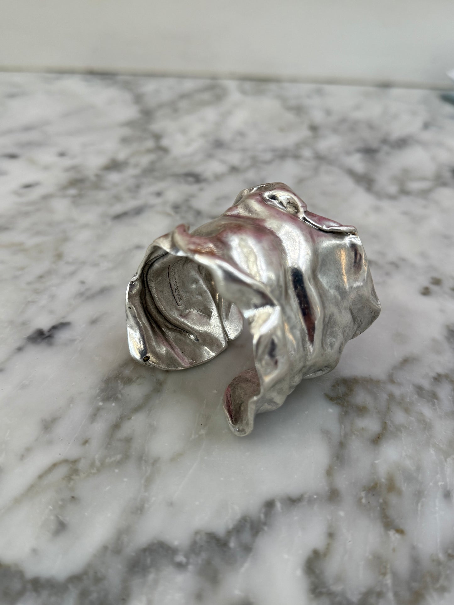 Trendy Crumpled Foil Cuff Bracelet - Stylish Statement Piece- Silver
