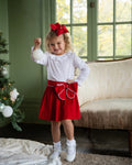 Red Bow Christmas Girls Skirt