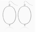 Oval Circle Gold Plated Drop Earrings with Crystal Accent