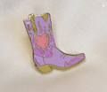Flaming Cowgirl Boot Pink Pin